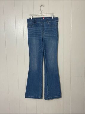 SPANX EveryWear Flare Pull On Jeans Women L High Rise Shaping Denim